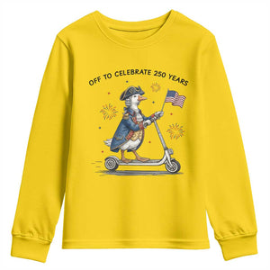 Funny Patriotic Goose Youth Sweatshirt Off To Celebrate 250 Years TS12 Daisy Print Your Wear