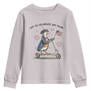 Funny Patriotic Goose Youth Sweatshirt Off To Celebrate 250 Years TS12 Ice Gray Print Your Wear