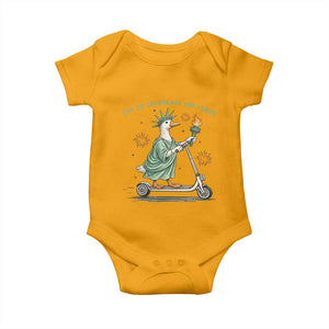 Funny Goose Statue Of Liberty Baby Onesie Off To Celebrate 250 Year TS12 Gold Print Your Wear