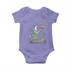 Funny Goose Statue Of Liberty Baby Onesie Off To Celebrate 250 Year TS12 Violet Print Your Wear