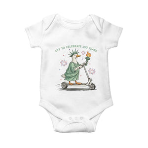 Funny Goose Statue Of Liberty Baby Onesie Off To Celebrate 250 Year TS12 White Print Your Wear