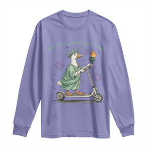 Funny Goose Statue Of Liberty Long Sleeve Shirt Off To Celebrate 250 Year TS12 Violet Print Your Wear