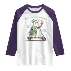 Funny Goose Statue Of Liberty Raglan Shirt Off To Celebrate 250 Year TS12 White Purple Print Your Wear