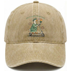 Funny Goose Statue Of Liberty Washed Cotton Baseball Cap Off To Celebrate 250 Year TS12 Washed Cap Universal Fit Khaki Print Your Wear
