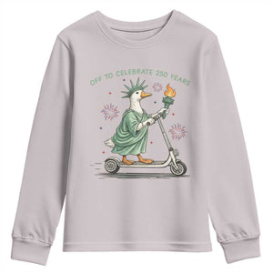 Funny Goose Statue Of Liberty Youth Sweatshirt Off To Celebrate 250 Year TS12 Ice Gray Print Your Wear