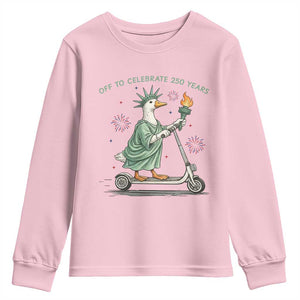 Funny Goose Statue Of Liberty Youth Sweatshirt Off To Celebrate 250 Year TS12 Light Pink Print Your Wear