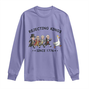 Rejecting Kings Since 1776 Long Sleeve Shirt Funny Founding Fathers Chasing Royal Goose TS12 Violet Print Your Wear