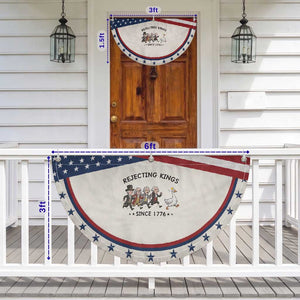 Rejecting Kings Since 1776 Patriotic Fan Flag Funny Founding Fathers Chasing Royal Goose