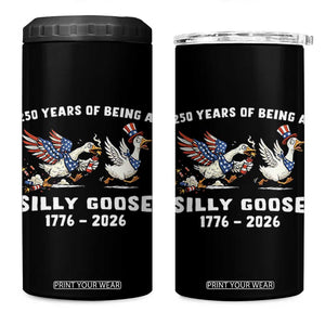 Funny Patriotic Goose 4 in 1 Can Cooler Tumbler 250 Years Of Being A Silly Goose TS12 One Size: 16 oz Black Print Your Wear