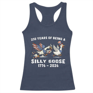 Funny Patriotic Goose Racerback Tank Top 250 Years Of Being A Silly Goose TS12 Navy Print Your Wear