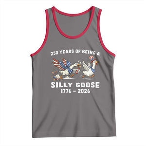 Funny Patriotic Goose Tank Top 250 Years Of Being A Silly Goose TS12 Deep Heather Red Print Your Wear