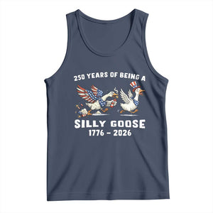 Funny Patriotic Goose Tank Top 250 Years Of Being A Silly Goose TS12 Navy Print Your Wear
