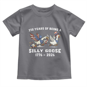 Funny Patriotic Goose Toddler T Shirt 250 Years Of Being A Silly Goose TS12 Charcoal Print Your Wear