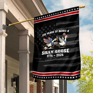 Funny Patriotic Goose Garden Flag 250 Years Of Being A Silly Goose TS12 Distressed Black Red Print Your Wear