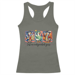 Just An Independent Goose Racerback Tank Top Funny Patriotic Goose TS12 Military Green Print Your Wear
