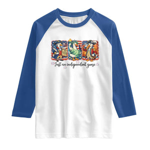 Just An Independent Goose Raglan Shirt Funny Patriotic Goose TS12 White Royal Print Your Wear