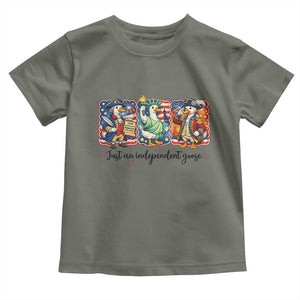 Just An Independent Goose Toddler T Shirt Funny Patriotic Goose TS12 Military Green Print Your Wear