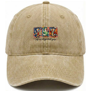 Just An Independent Goose Washed Cotton Baseball Cap Funny Patriotic Goose TS12 Washed Cap Universal Fit Khaki Print Your Wear