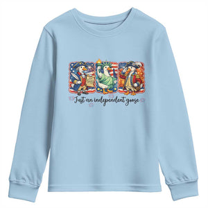 Just An Independent Goose Youth Sweatshirt Funny Patriotic Goose TS12 Light Blue Print Your Wear