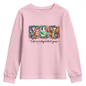 Just An Independent Goose Youth Sweatshirt Funny Patriotic Goose TS12 Light Pink Print Your Wear