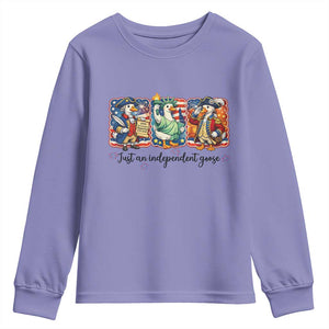 Just An Independent Goose Youth Sweatshirt Funny Patriotic Goose TS12 Violet Print Your Wear