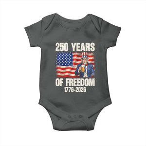 250 Years Of Freedom Baby Onesie Patriotic Uncle Sam TS12 Dark Heather Print Your Wear