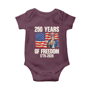 250 Years Of Freedom Baby Onesie Patriotic Uncle Sam TS12 Maroon Print Your Wear