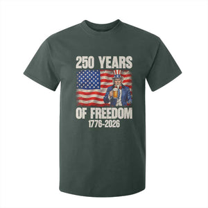 250 Years Of Freedom T Shirt For Kid Patriotic Uncle Sam TS12 Dark Forest Green Print Your Wear