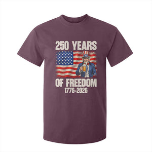 250 Years Of Freedom T Shirt For Kid Patriotic Uncle Sam TS12 Maroon Print Your Wear