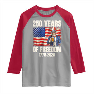 250 Years Of Freedom Raglan Shirt Patriotic Uncle Sam TS12 Sport Gray Red Print Your Wear