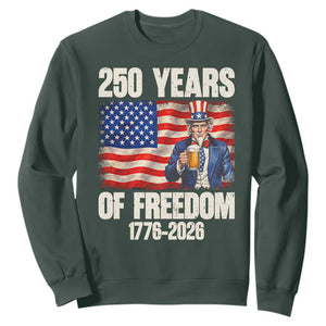 250 Years Of Freedom Sweatshirt Patriotic Uncle Sam TS12 Dark Forest Green Print Your Wear