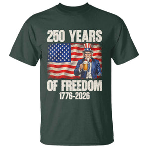 250 Years Of Freedom T Shirt Patriotic Uncle Sam TS12 Dark Forest Green Print Your Wear