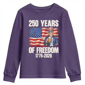 250 Years Of Freedom Youth Sweatshirt Patriotic Uncle Sam TS12 Purple Print Your Wear