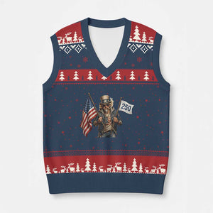 Patriotic Uncle Sam Celebrating 250 Years America V-Neck Knit Sweater Vest TS12 Navy Red Print Your Wear