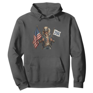 Patriotic Uncle Sam Celebrating 250 Years America Hoodie TS12 Dark Heather Print Your Wear