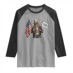 Patriotic Uncle Sam Celebrating 250 Years America Raglan Shirt TS12 Sport Gray Black Print Your Wear