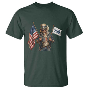 Patriotic Uncle Sam Celebrating 250 Years America T Shirt TS12 Dark Forest Green Print Your Wear