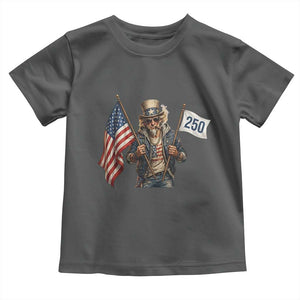 Patriotic Uncle Sam Celebrating 250 Years America Toddler T Shirt TS12 Dark Heather Print Your Wear