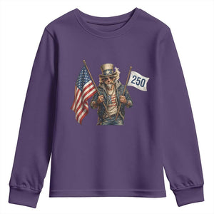 Patriotic Uncle Sam Celebrating 250 Years America Youth Sweatshirt TS12 Purple Print Your Wear