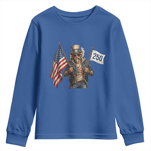 Patriotic Uncle Sam Celebrating 250 Years America Youth Sweatshirt TS12 Royal Blue Print Your Wear