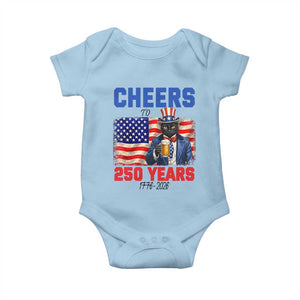Vintage Cat Uncle Sam Baby Onesie Cheers To 250 Years TS12 Light Blue Print Your Wear