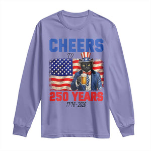 Vintage Cat Uncle Sam Long Sleeve Shirt Cheers To 250 Years TS12 Violet Print Your Wear
