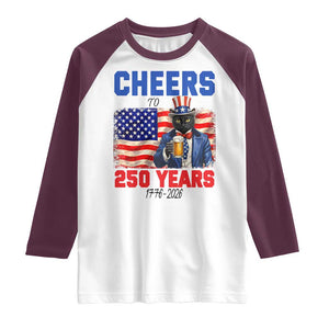 Vintage Cat Uncle Sam Raglan Shirt Cheers To 250 Years TS12 White Maroon Print Your Wear