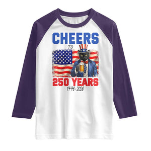 Vintage Cat Uncle Sam Raglan Shirt Cheers To 250 Years TS12 White Purple Print Your Wear