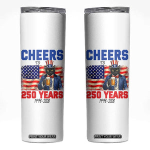 Vintage Cat Uncle Sam Skinny Tumbler Cheers To 250 Years TS12 White Print Your Wear