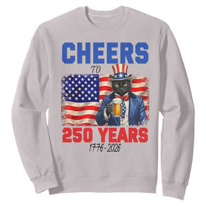 Vintage Cat Uncle Sam Sweatshirt Cheers To 250 Years TS12 Ice Gray Print Your Wear