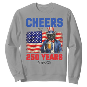 Vintage Cat Uncle Sam Sweatshirt Cheers To 250 Years TS12 Sport Gray Print Your Wear