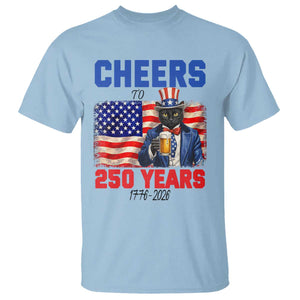 Vintage Cat Uncle Sam T Shirt Cheers To 250 Years TS12 Light Blue Print Your Wear