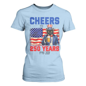 Vintage Cat Uncle Sam T Shirt For Women Cheers To 250 Years TS12 Light Blue Print Your Wear