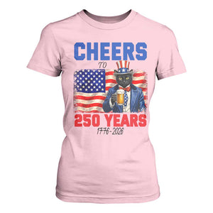 Vintage Cat Uncle Sam T Shirt For Women Cheers To 250 Years TS12 Light Pink Print Your Wear